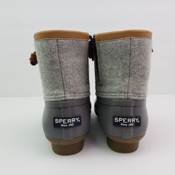 Sperry Top Sider Saltwater Youth Size 1Y Gray Wool Waterproof Duck Boots - Picture 7 of 11